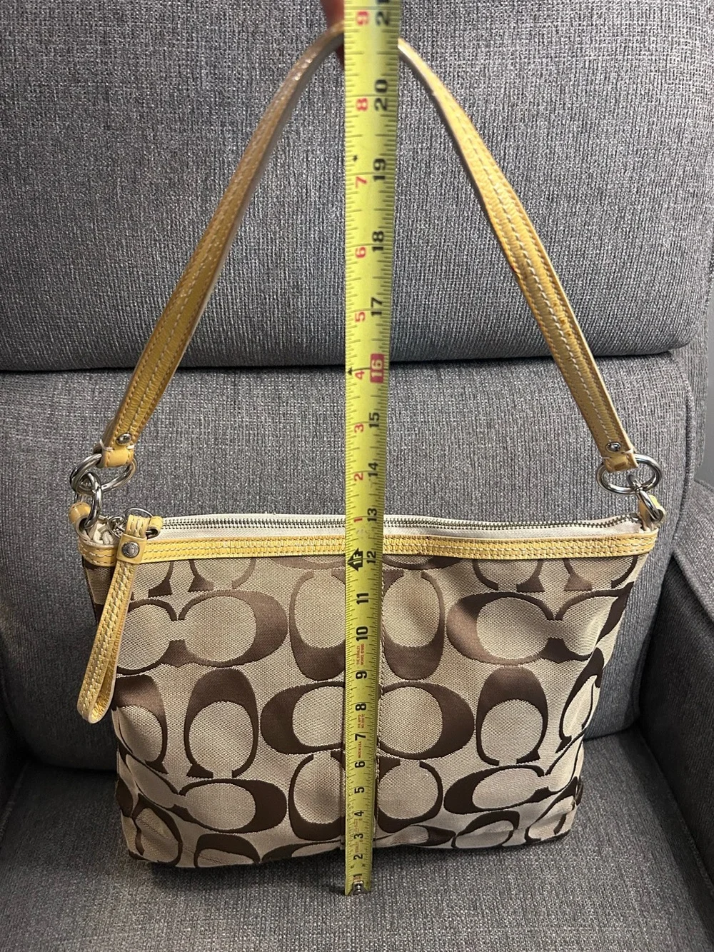 Coach Signature Jacquard Shoulder Bag with patent leather trim